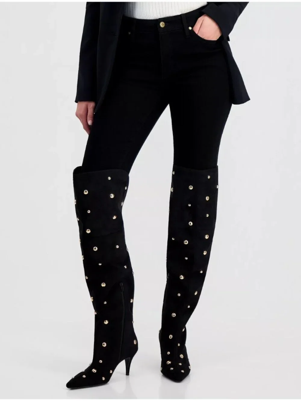 INC Dalett Studded Over The Knee Boots Black Size 6 M NWT